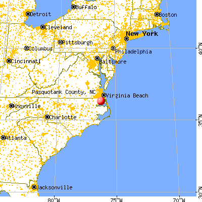 Pasquotank County, NC map from a distance