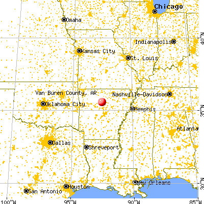 Van Buren County, AR map from a distance