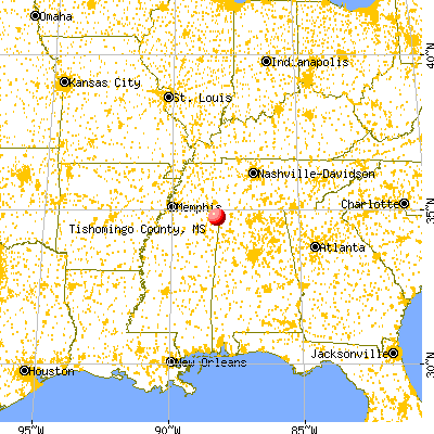 Tishomingo County, MS map from a distance