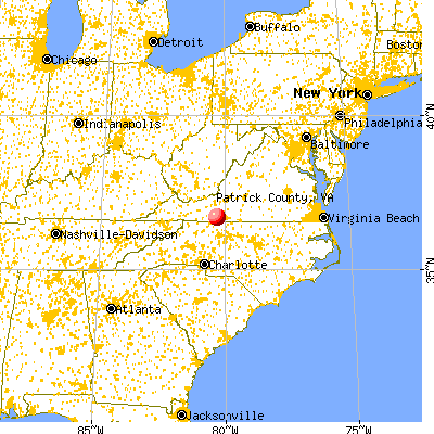 Patrick County, VA map from a distance
