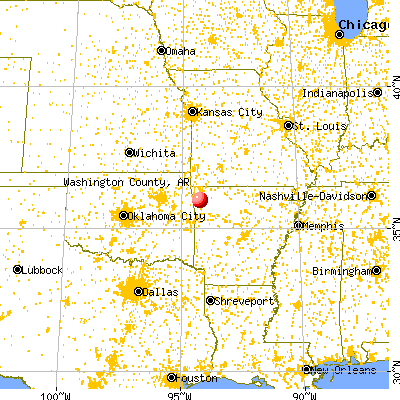Washington County, AR map from a distance