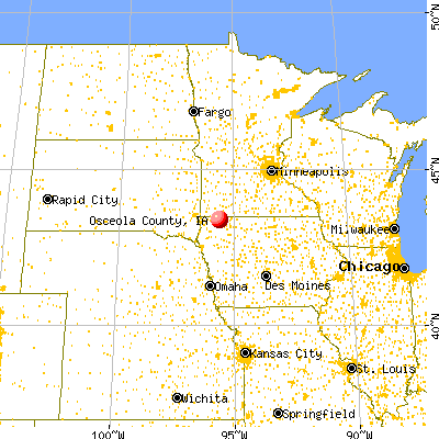 Osceola County, IA map from a distance