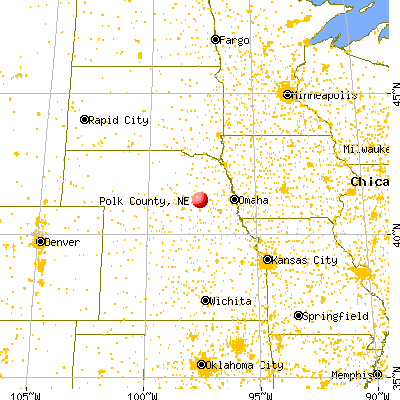 Polk County, NE map from a distance