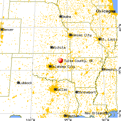 Tulsa County, OK map from a distance