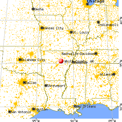 White County, AR map from a distance