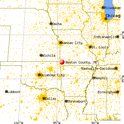 Newton County, MO map from a distance