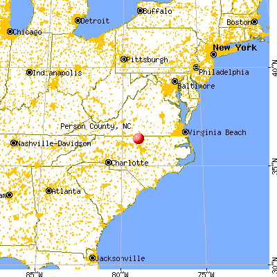 Person County, NC map from a distance