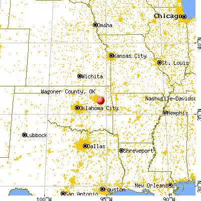 Wagoner County, OK map from a distance
