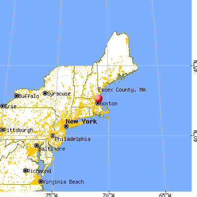 Essex County, MA map from a distance