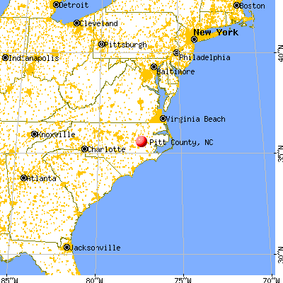 Pitt County, NC map from a distance