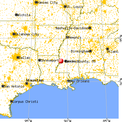 Warren County, MS map from a distance