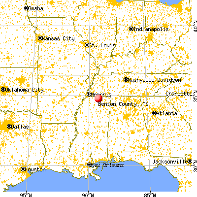 Benton County, MS map from a distance
