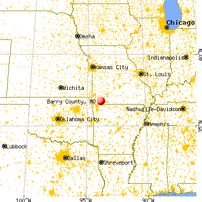 Barry County, MO map from a distance