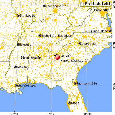 Henry County, GA map from a distance