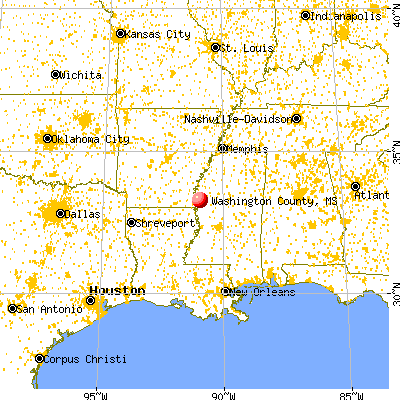 Washington County, MS map from a distance