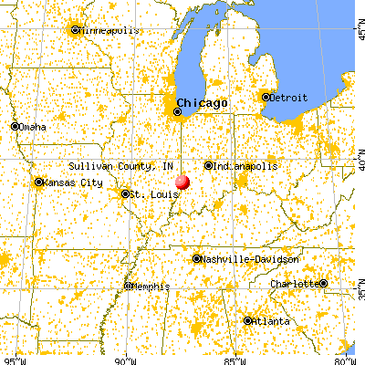 Sullivan County, IN map from a distance