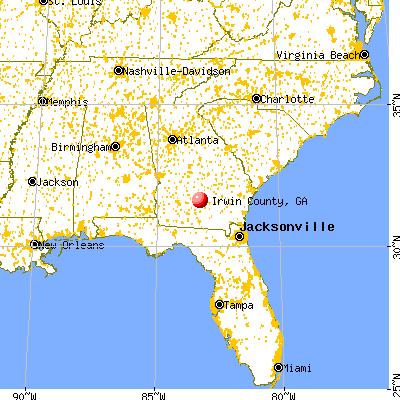 Irwin County, GA map from a distance