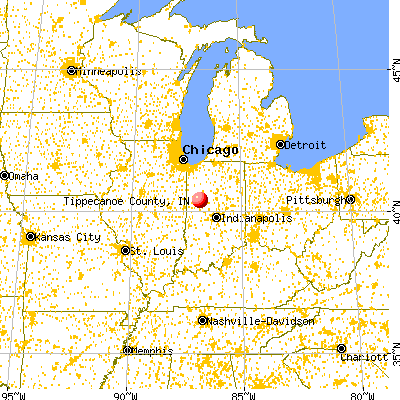 Tippecanoe County, IN map from a distance