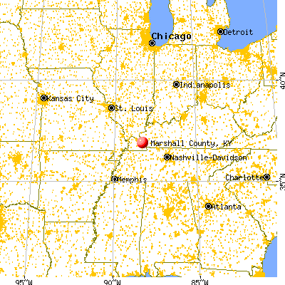 Marshall County, KY map from a distance