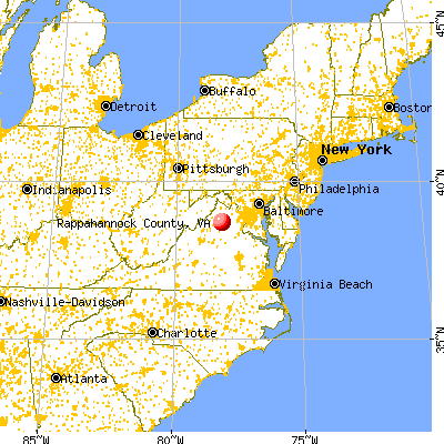 Rappahannock County, VA map from a distance