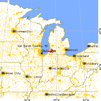 Van Buren County, MI map from a distance