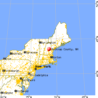 Belknap County, NH map from a distance