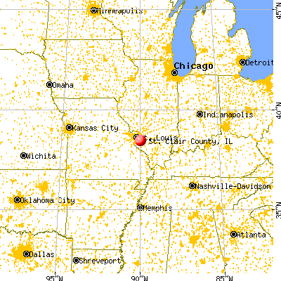 St. Clair County, IL map from a distance