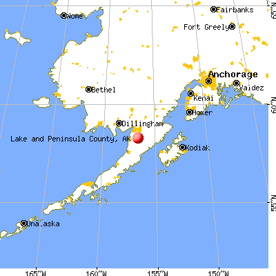 Lake and Peninsula Borough, AK map from a distance