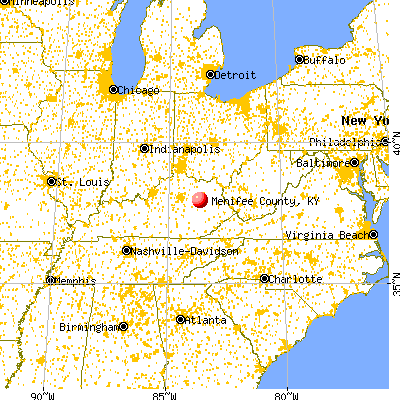 Menifee County, KY map from a distance