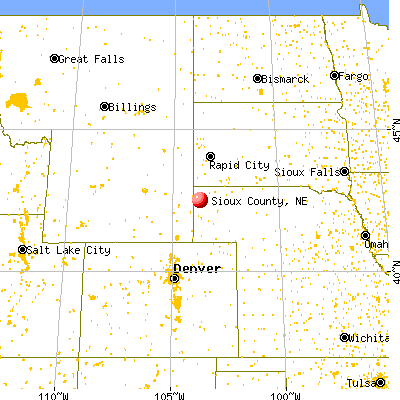 Sioux County, NE map from a distance