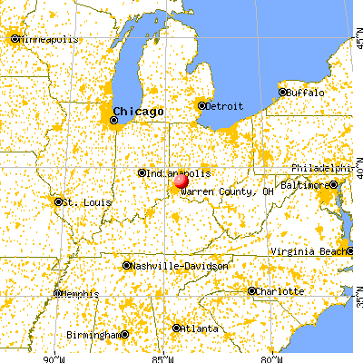 Warren County, OH map from a distance