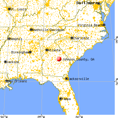 Johnson County, GA map from a distance