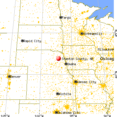 Stanton County, NE map from a distance