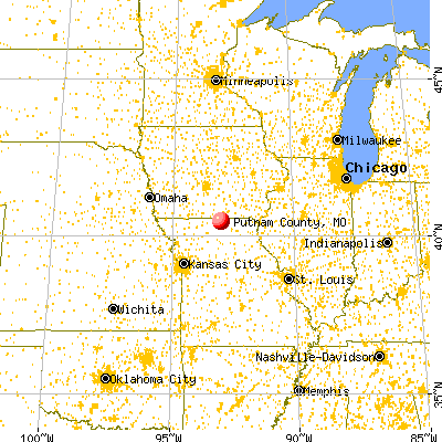 Putnam County, MO map from a distance