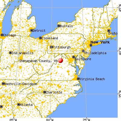Shenandoah County, VA map from a distance