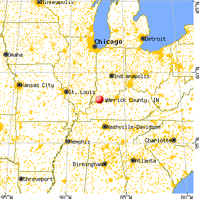 Warrick County, IN map from a distance