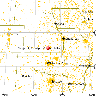 Sedgwick County, KS map from a distance