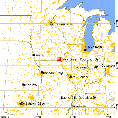 Van Buren County, IA map from a distance