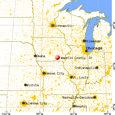 Wapello County, IA map from a distance