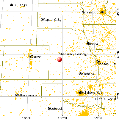 Sheridan County, KS map from a distance