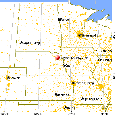 Wayne County, NE map from a distance