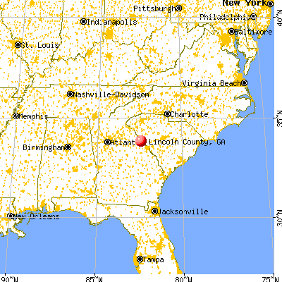Lincoln County, GA map from a distance