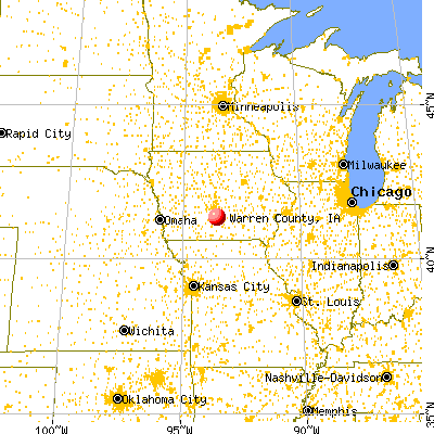 Warren County, IA map from a distance