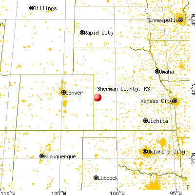 Sherman County, KS map from a distance