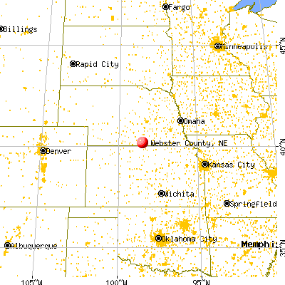 Webster County, NE map from a distance