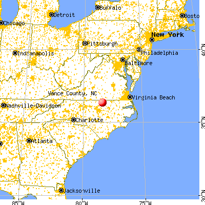 Vance County, NC map from a distance