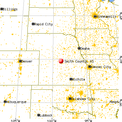 Smith County, KS map from a distance