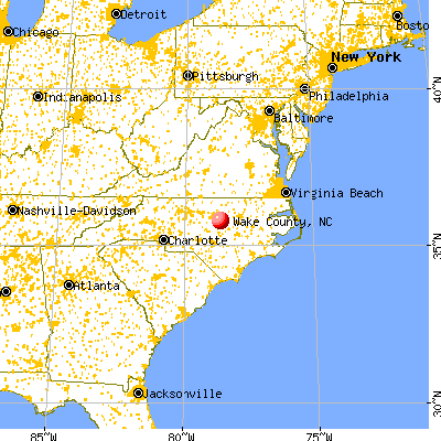 Wake County, NC map from a distance