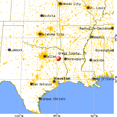Gregg County, TX map from a distance