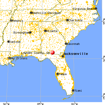 Lowndes County, GA map from a distance